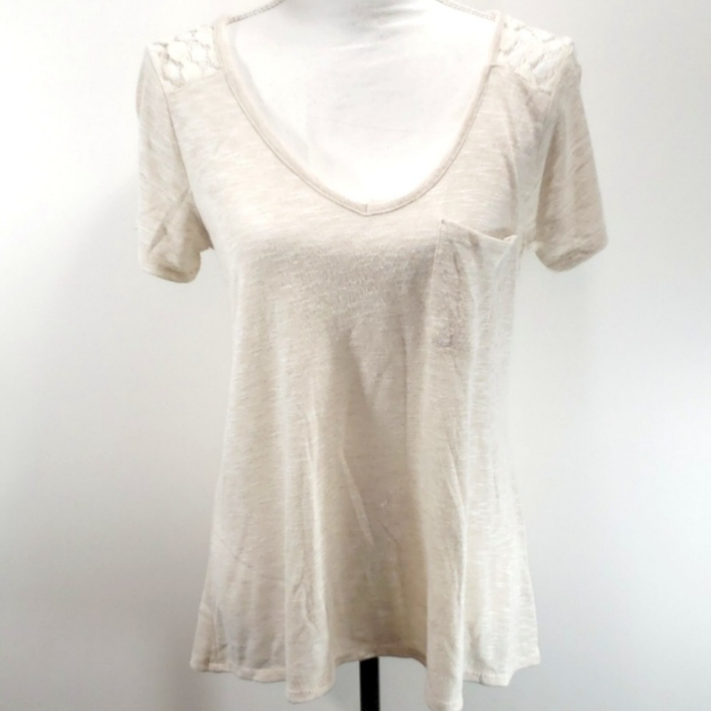 《Neon Soul》Cream Neutral Lace Top Sz XL Blouse